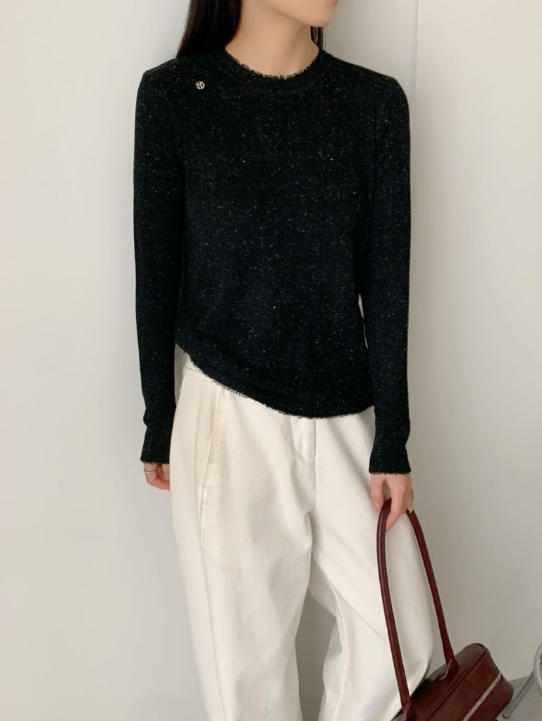 Women's Color-Fleck Crew Neck Knit Sweater 2026 Fall New Warm Base Layer
